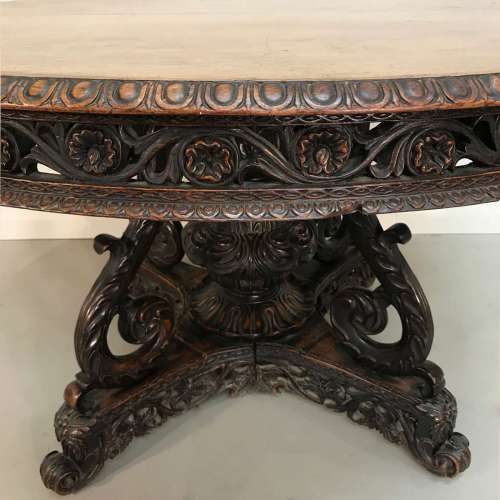 Anglo-Indian Hardwood Centre Table Circa 1840. A Truly Beautiful Example With Small Loss To Base Carving.