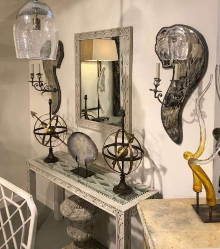Pair Of Large Mirror Backed Wall Lights
