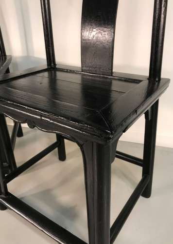 Pair Of Recently Painted Black Chinese Chairs Circa 1920