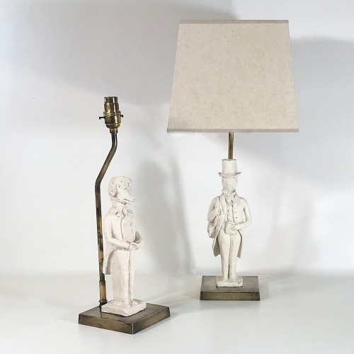 Pair Of Small White Ceramic French Animal Lamps