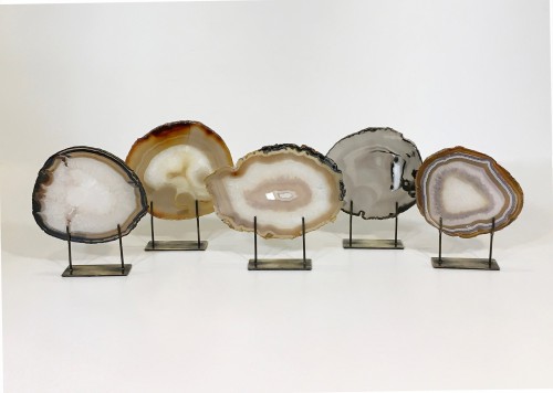 Small Agate Slices On Distressed Bronze Stands (AB)