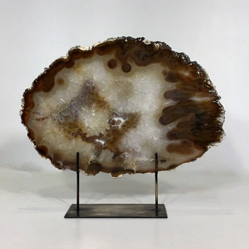 Medium Large Agate Slices On Distressed Bronze Stands