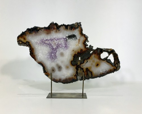 Large Agate Slices On Distressed Bronze Stands