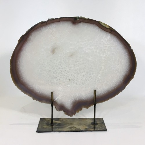 Extra Large Agate Slices On Distressed Bronze Stands