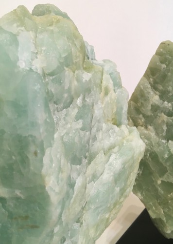 Pieces Of Rough Green Quartz On Metal Stands