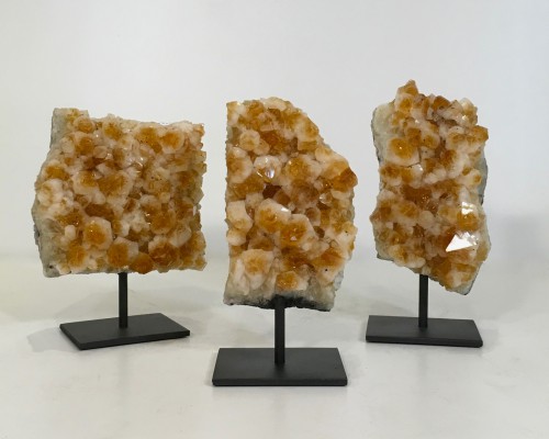 Pieces Of "honeycomb" Mineral On Metal Stands