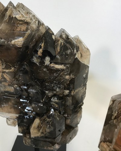 Pieces Of Rare Alligator Quartz With Black Minerals On Iron Stands