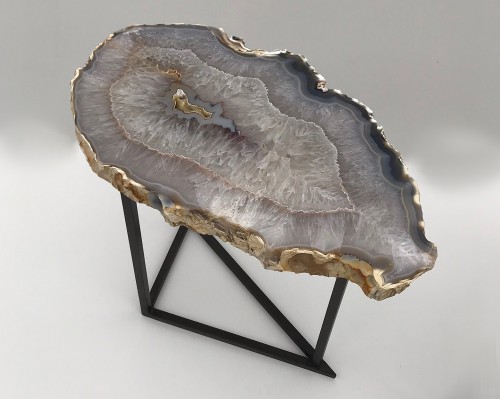 Pair Of Agate And Iron Side Tables
