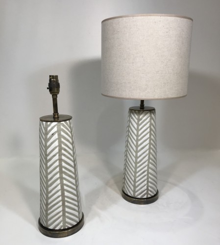 Pair Of Medium 'fearne' Ceramic Lamps On Aged Bronze Base