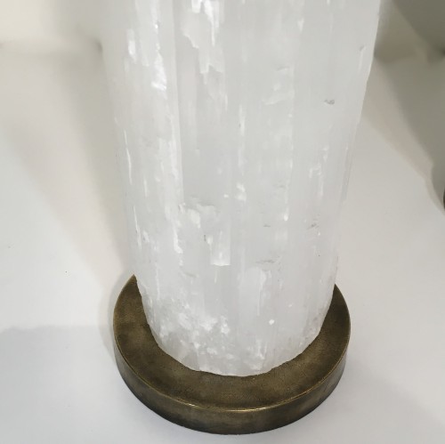 Pair Of Small Selenite Lamps On brass Bases