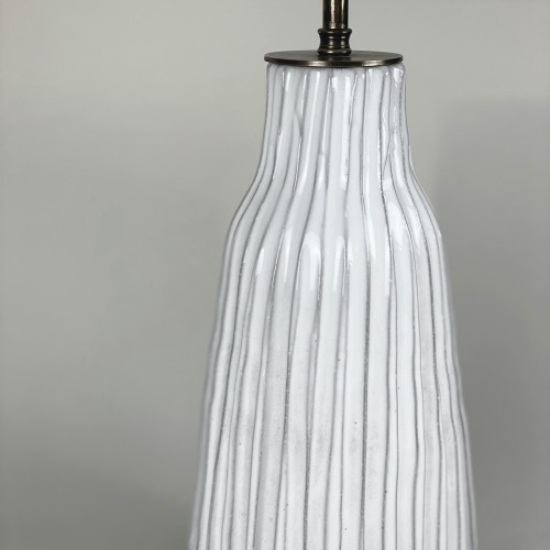 Single Medium White Ceramic Lamp On Antique Brass Base