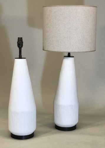 Pair Of Large White A Symmetrical Cut Glass Lamps On Antique Brass Bases