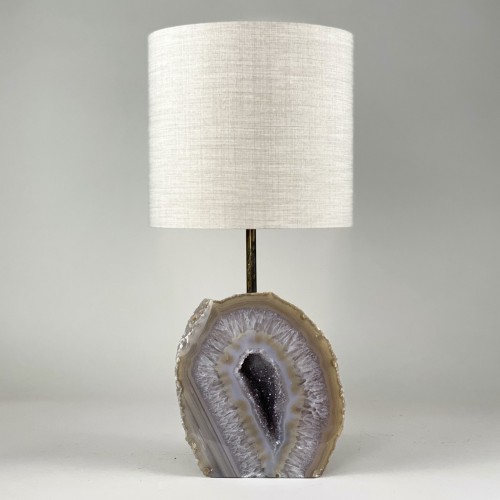 Single Small Agate Lamp With Antique Brass Base