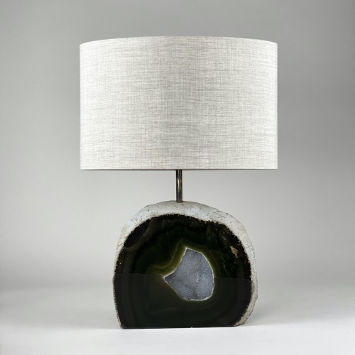 Single Medium Agate Lamp With Antique Brass Base