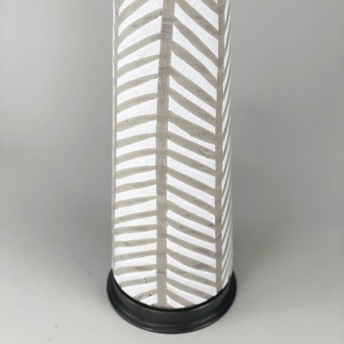 Single Medium 'fearne' Textured White Ceramic Lamp With Brown Bronze Base