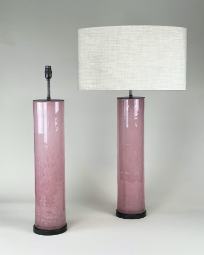 Pair Of Large Pink Bubble Lamps With Brown Bronze Bases