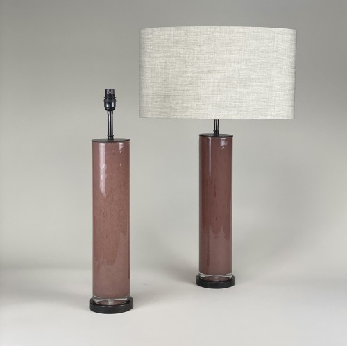 Pair Of Medium Pink Bubble Lamps With Brown Bronze Bases