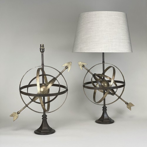 Pair Of Medium Arrow Antique Brown Lamps