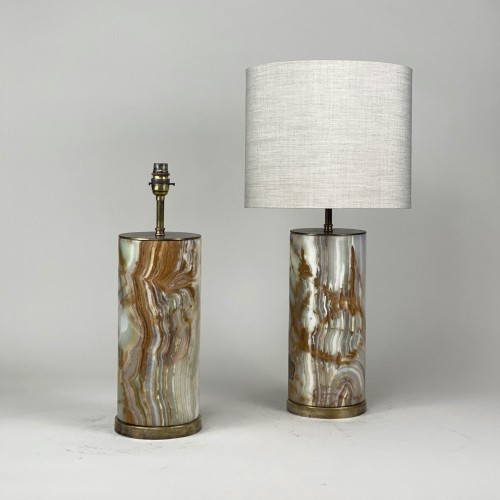 Pair Of Medium Onyx Lamps With Antique Brass Bases