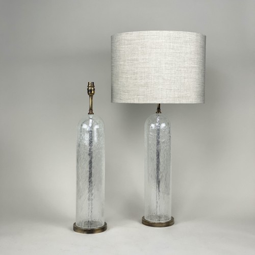 Pair Of Large Clear Bubble Dome Lamps With Antique Brass Bases