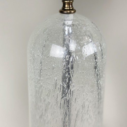 Pair Of Large Clear Bubble Dome Lamps With Antique Brass Bases