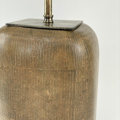 Medium Brown Textured Lamp on Antique Brass Base