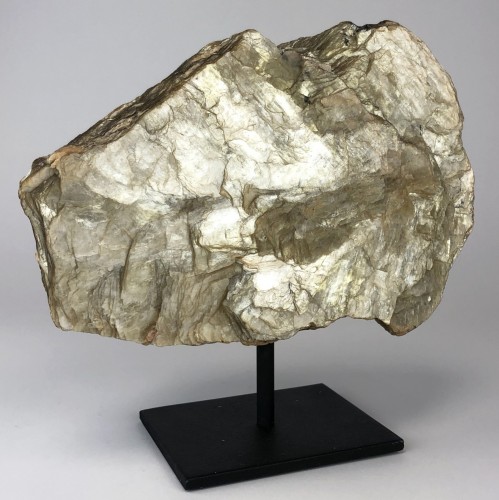 Gold Mica Mineral on Brown Bronze Stand