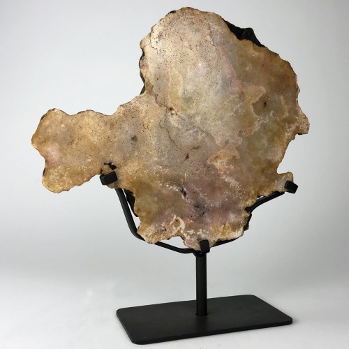 Large Orange / Pink Agate on Brown Bronze Stand