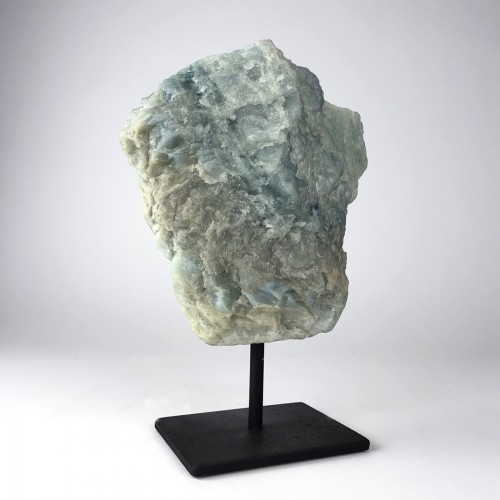 Blue Flourite Mineral on Brown Bronze Stand