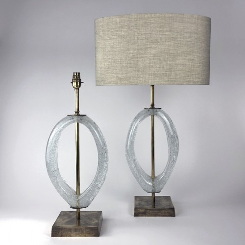Pair of Medium Clear 'Guido' Lamps on Antique Brass Bases