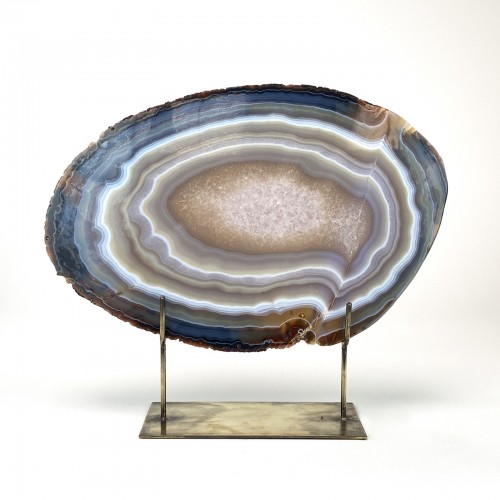 Massive purple / grey / brown Agate on Antique Brass Stand