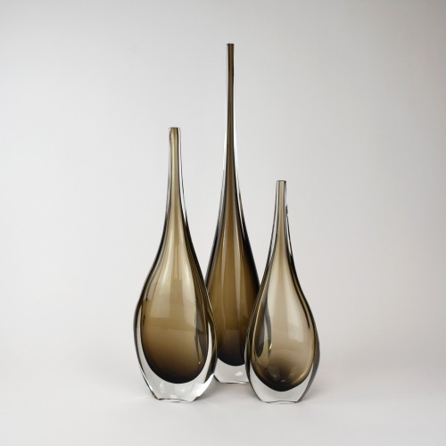 Set of Lenny Vases in Brown Glass