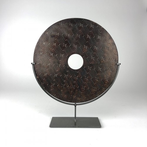 Medium Black / Brown Disk on Brown Bronze Stand