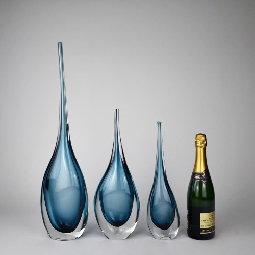 Set of Lenny Vases in Blue Glass