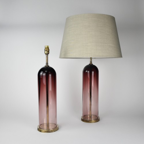 Pair of Medium 'Tea' Glass Dome Lamps on Antique Brass Bases