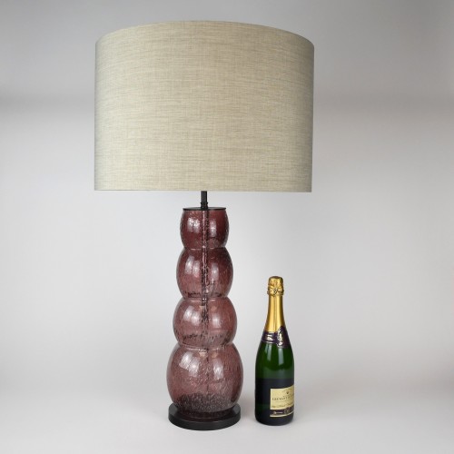 Pair of Large Tea 'Bubble Effect' Glass Table Lamps on Brown Bronze Bases