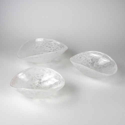 Set of Three Clear Marbled Glass Bowls