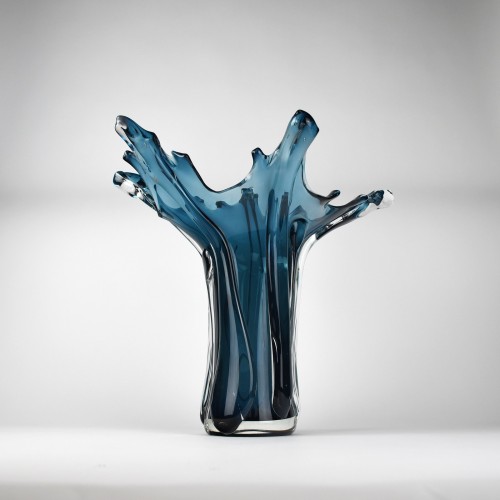 Large Blue Glass Splash Vase