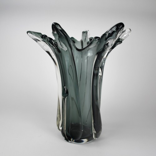Large Grey/Blue Glass Splash Vase