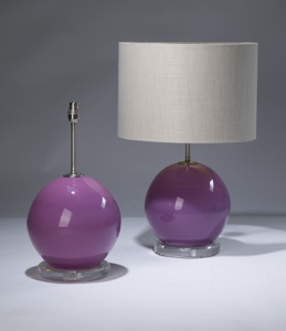 Pair Of Medium Pink Glass Lamps On Perspex Bases (T3134)