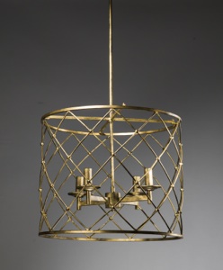 Round Wrought Iron Net Chandelier In Distressed Gold Leaf Finish (T3437)