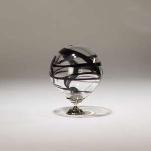 Purple Glass Ball Finial On Nickle Stand (T3758)