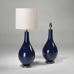 Pair Of Medium Navy Blue Glass Teardrop Lamps (T3914)