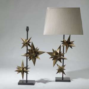 Pair Of Medium Threehand Painted Antique Gold Star Lamps (T3985)