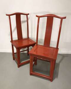 Pair Of Recently Painted Chinese Chairs Circa 1920 (T4502)