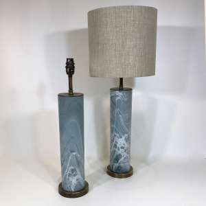 Pair Of Small Blue/grey Glass 