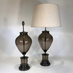 Pair Of Large Brown Bronze Glass 