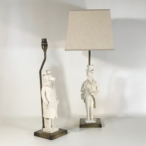Pair Of Medium White Ceramic French Animal Lamps (T4729)