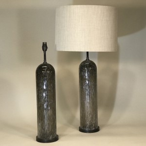 Pair Of Large Brown Bubble Glass Dome Topped Lamps On Brown Bronze Bases (T5254)