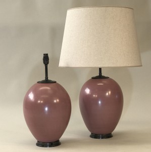 Pair Of Medium Dusty Pink Ceramic 'balloon' Lamps On Brown Bronze Bases (T5263)